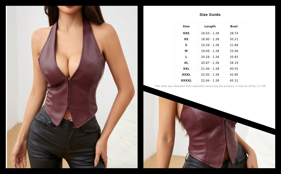 Women's PU Leather Halter Tank Tops Sexy Deep V Neck Asymmetrical Vest Corset Party Clubwear - Seldom Seen Styles