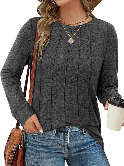 Long Sleeve Shirts for Women Lightweight Sweaters Fall Outfits 2025 Winter Clothing Dressy Casual Soft