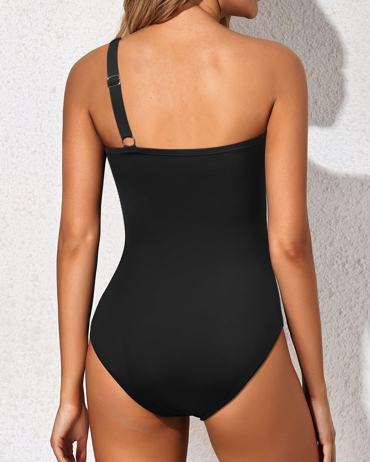 one shoulder swimming costume bikini One-Piece Swimsuit for Women with Straps, Solid Color, High-Waisted Bikini Swimwear - Seldom Seen Styles