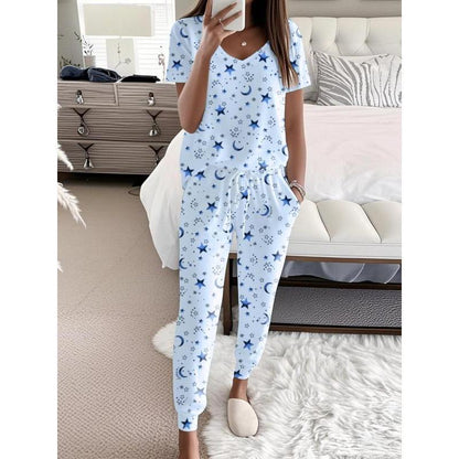 Two-piece Set Women's Leopard Print Drop Shoulder Top & Drawstring Pants Pyjama Set, Soft Casual Comfortable Long Sleeve Top & Pocket Trousers Pj Set, Women's Sleepwear for Spring & Fall, Glam Lounge Wear, Loungesetwomen, Pajamas, Womenswea Fit Loungewear