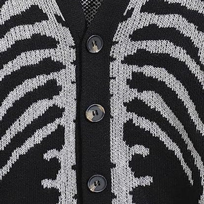 Damen-Cardigan mit Skelett-Print und überschnittenen Schultern, lässige Halloween-Strickmode mit langen Ärmeln und offener Vorderseite für Herbst und Winter, Damenbekleidung für den Alltag, Cardigans für Damen, Strickjacken