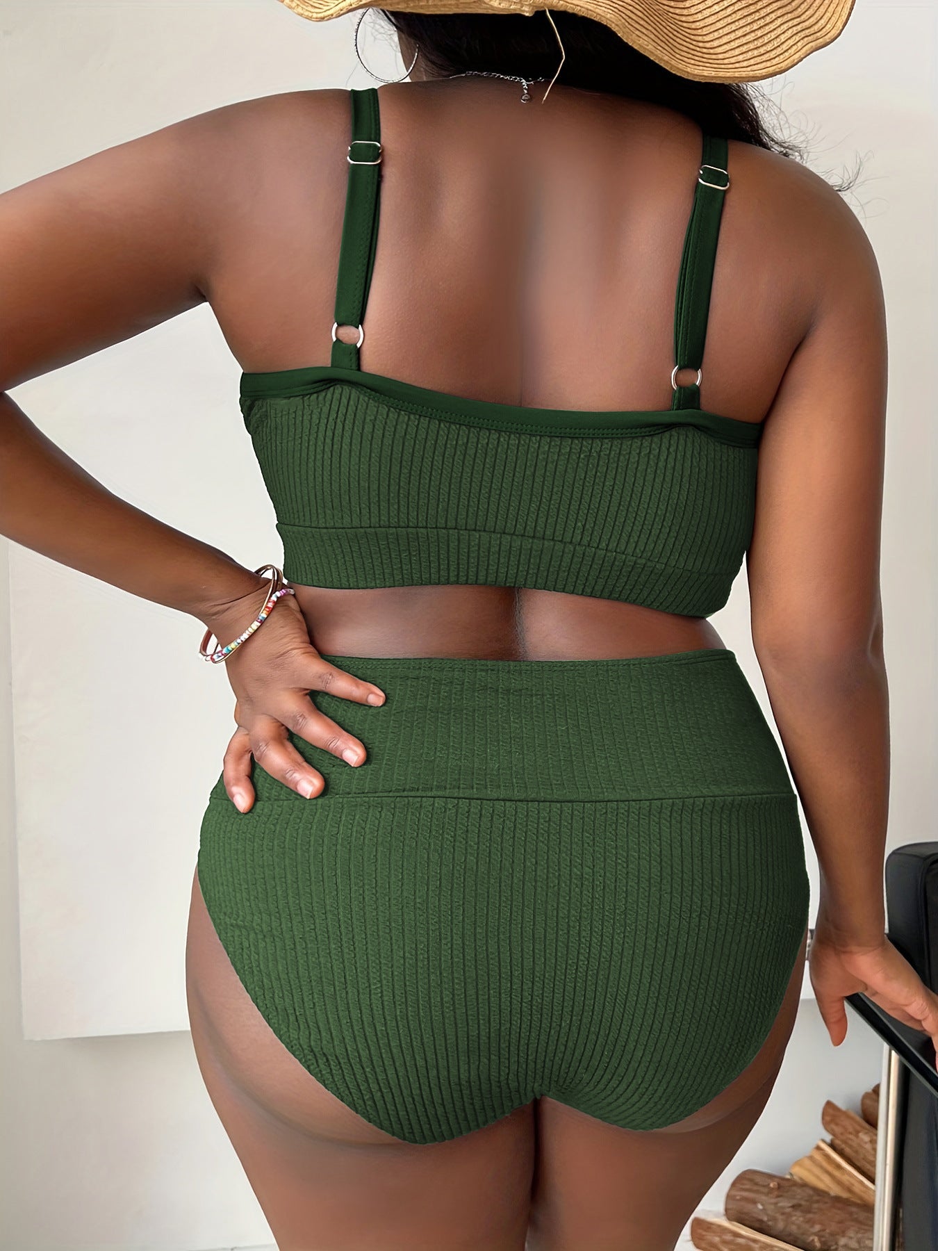 bathing suits for large bust  Plus Size  Sexy Plus Size  Strap High Waist Bikini Swimsuit - Seldom Seen Styles