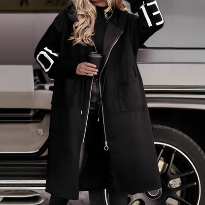 Long  Hooded Windbreaker Sweater Coat New   for Women Autumn and Winter