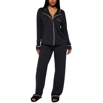 Modal Pajama Set, Long Sleeve Button Down Shirt and Pajama Pants, Sleepwear for Women
