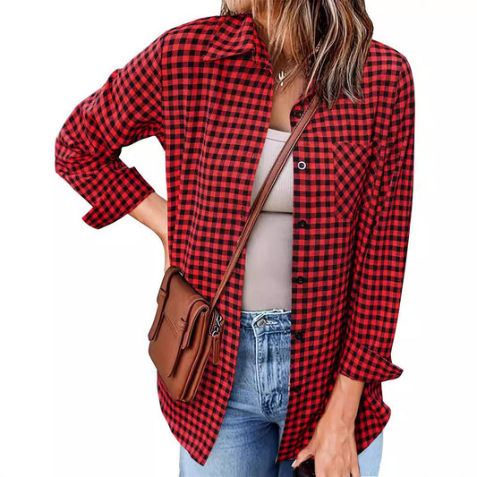 Fall Outfits Long Sleeve Plaid Shirt for Women Flannel Button Down Shirts Buffalo Shackets Business Casual Blouses