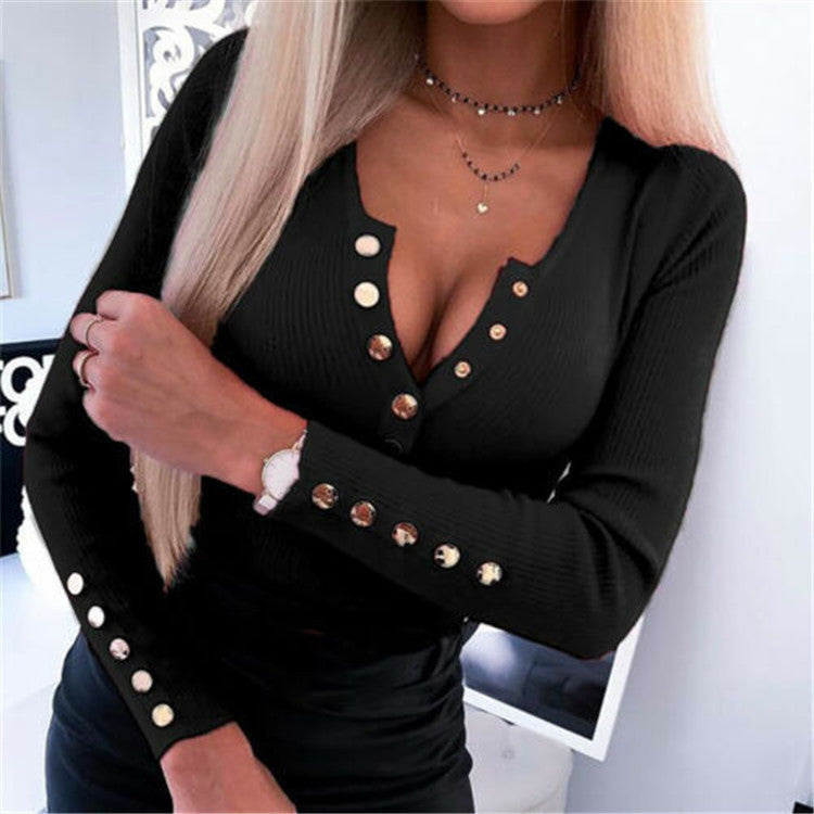 Women's Long Sleeve Shirts Casual Fall Henley Top Button Down Blouses Basic Ribbed Knit T Shirts 2025 - Seldom Seen Styles