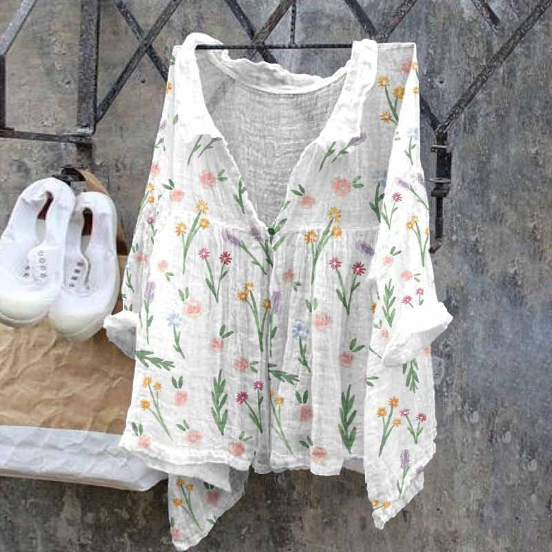 Foreign Trade Cross-Border Foreign Trade Cross-Border2022Amazon Cross-Border New Arrival Fashion Women's Shirt Natural Landscape Avatar Print