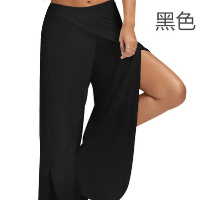 Pantalon de yoga fluide fendu pour femme, sarouel à fente haute, grande taille, pantalon de détente à jambes larges, pantalon ample pour la plage et l'été