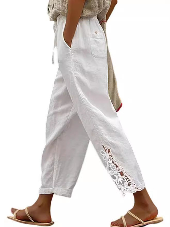 Women Casual Lightweight Drawstring Elastic Waist Pants with Pockets, S-XXL - Seldom Seen Styles