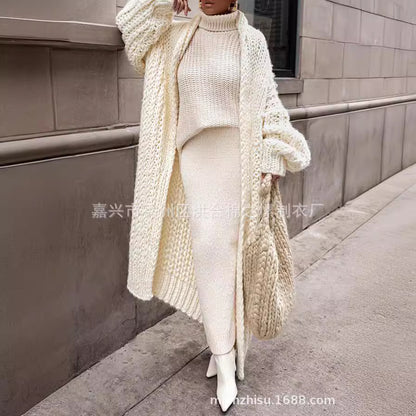 Large Version Long Sweater Coat Autumn  Winter  New Sweater Cardigan Thick Needle Loose   Women