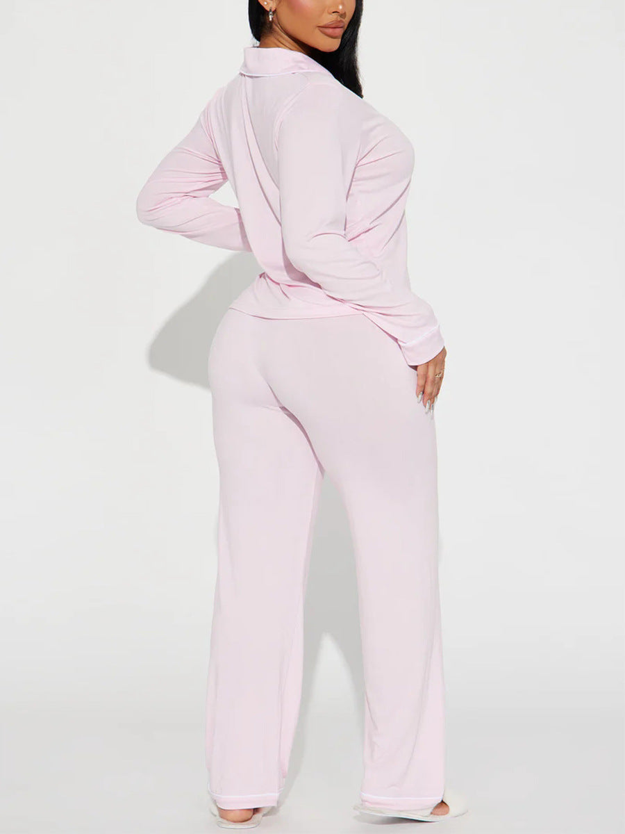 Modal Pajama Set, Long Sleeve Button Down Shirt and Pajama Pants, Sleepwear for Women - Seldom Seen Styles