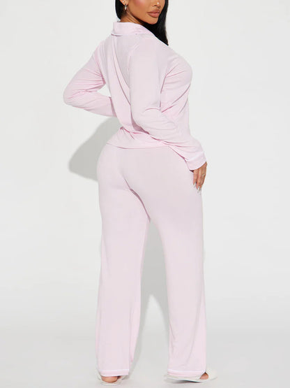 Modal Pajama Set, Long Sleeve Button Down Shirt and Pajama Pants, Sleepwear for Women