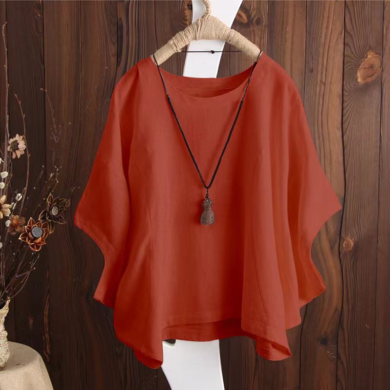 Solid Oversized Batwing Sleeve Loose Plus Size Top Casual Blouses Summer Essential Chic Top outfits Minimalist Feminine Womenswear casual outfits women cute summer outfit - Seldom Seen Styles