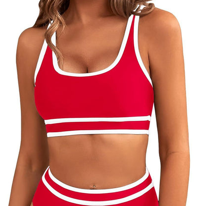 Women's High Waisted Bikini Sets Sporty Two Piece Swimsuits Color Block Cheeky High Cut Bathing Suits - Seldom Seen Styles