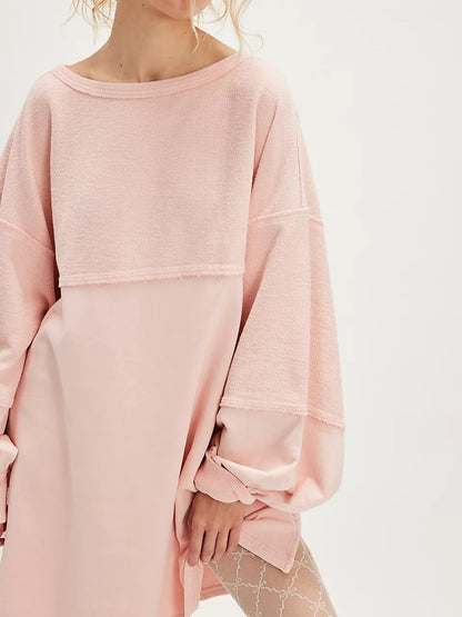 Damen Sommer Lose T-Shirt Stern Patch Langarm Rundhals Casual Tops Streetwear