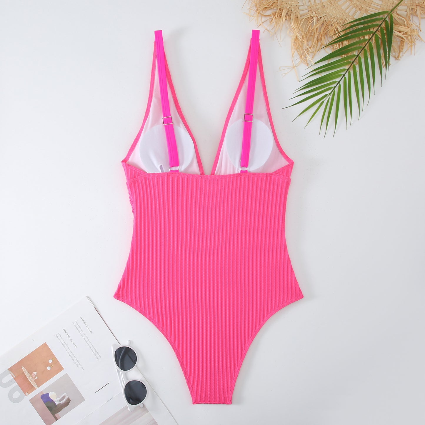 swimwear for big busts plus wear swimwear  Solid Color V Strappy Swimsuit  Backless Tummy Control Slimming Swimwear for Women - Seldom Seen Styles