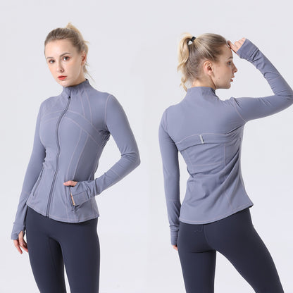 Yoga Clothes Autumn and Winter uarun Sports Jacket Women's Slim Stretch Zipper Running Yoga Fitness Long-Sleeved Upper Garment