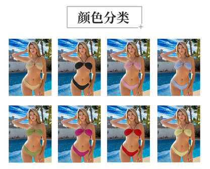 high waisted 2 piece swimsuit metallic swimsuits halter bikini bikini Swimsuit ins Thailand Holiday - Seldom Seen Styles