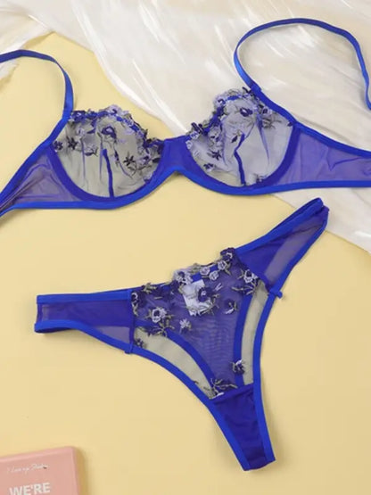 Flower Power 2 Piece Lingerie Set - Mesh