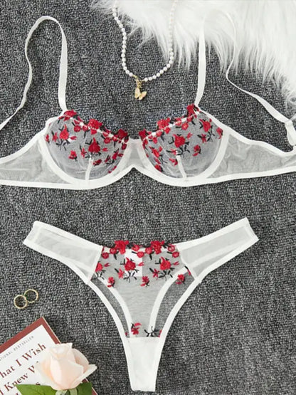 Flower Power 2 Piece Lingerie Set - Mesh