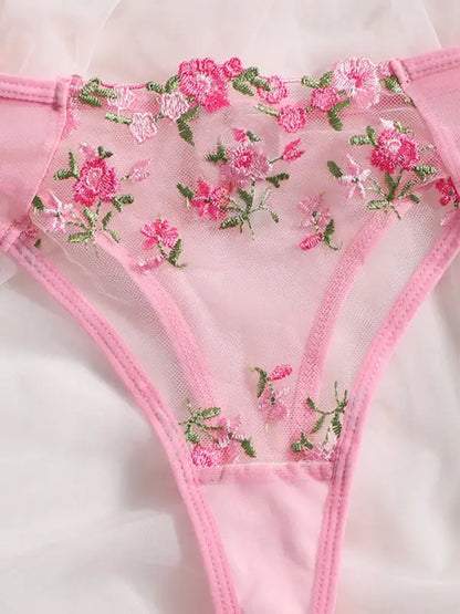 Flower Power 2 Piece Lingerie Set - Mesh