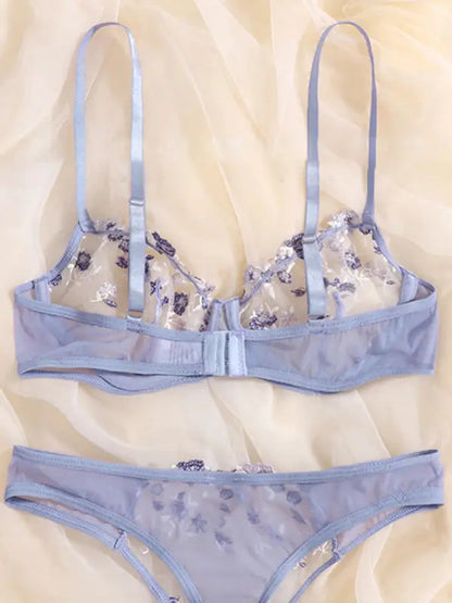 Flower Power 2 Piece Lingerie Set - Mesh