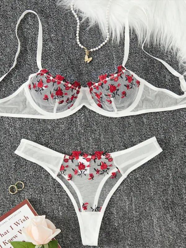 Flower Power 2 Piece Lingerie Set - Mesh