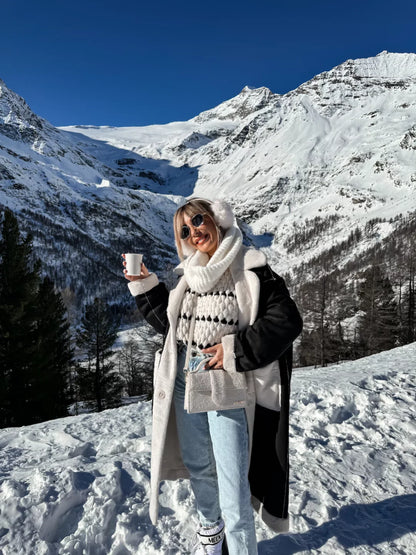 Cable striped crew neck pullover