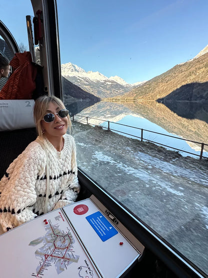 Cable striped crew neck pullover