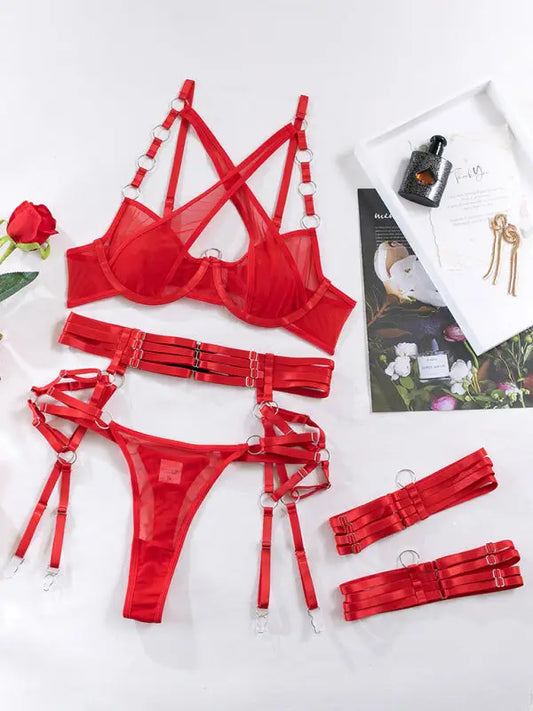 Hard To Keep - 3-Piece Velvet Lingerie Set - Seldom Seen Styles