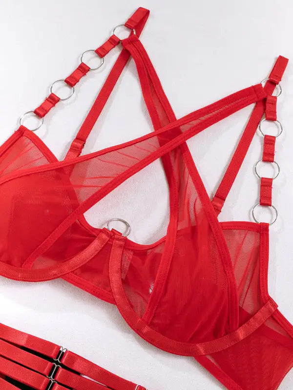 Hard To Keep - 3-Piece Velvet Lingerie Set - Seldom Seen Styles