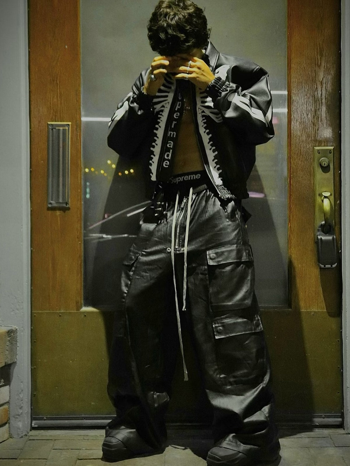 RO-style multi-pocket matte coated overalls - 2094 