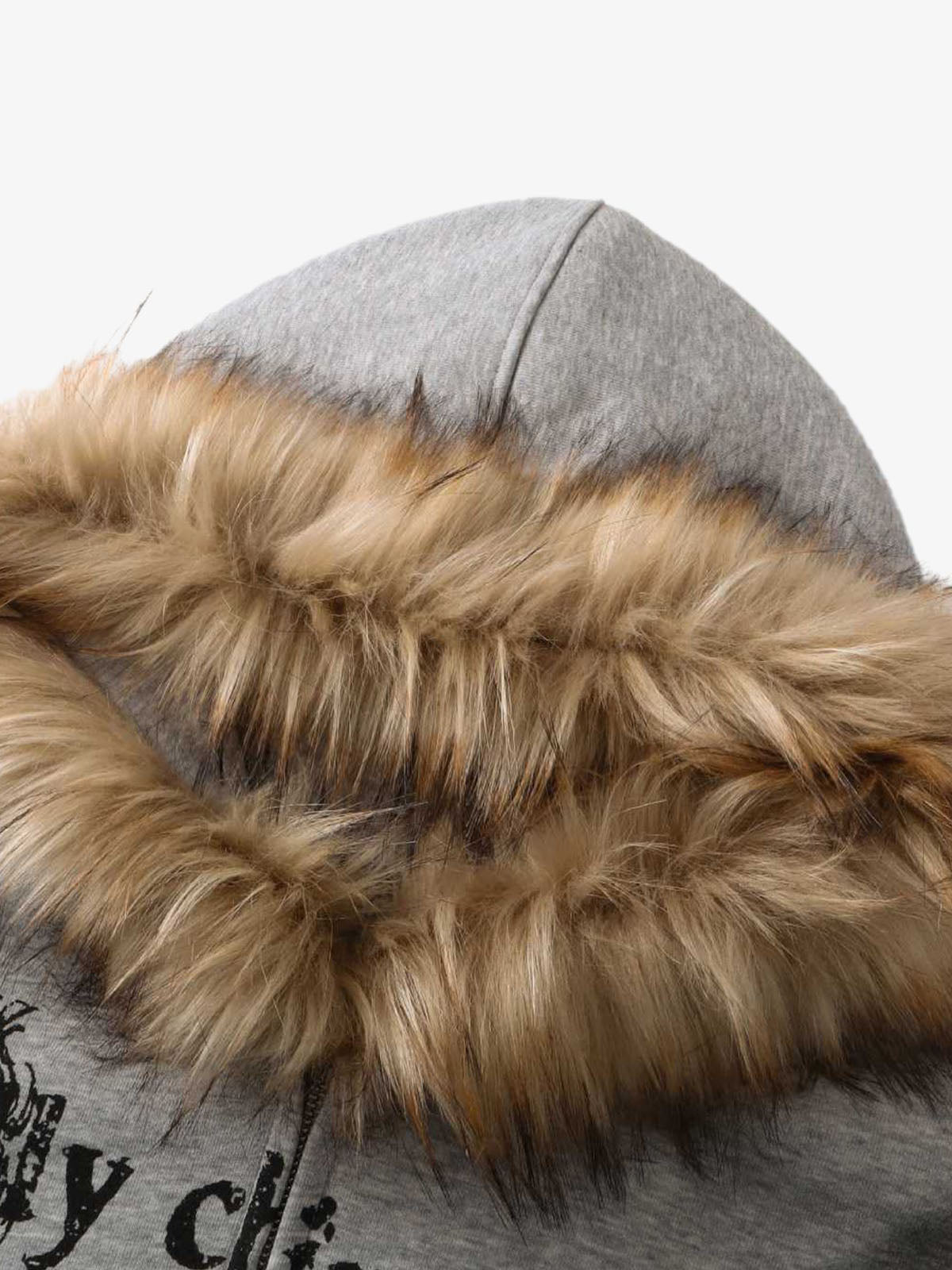 Thesupermade Wasteland Style Cardigan Zip UP Fur Hooded Jacket - 2279 