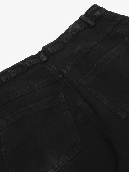 Denim Contrast Striped Stitching Barrel Jeans - 2504