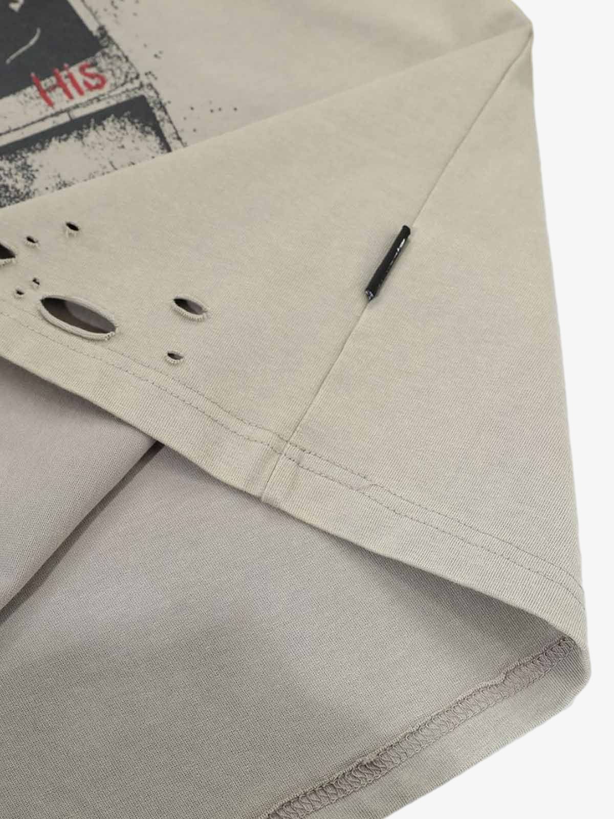 Distressed Camouflage Faux Two-Piece Graphic T-Shirt - 2420 