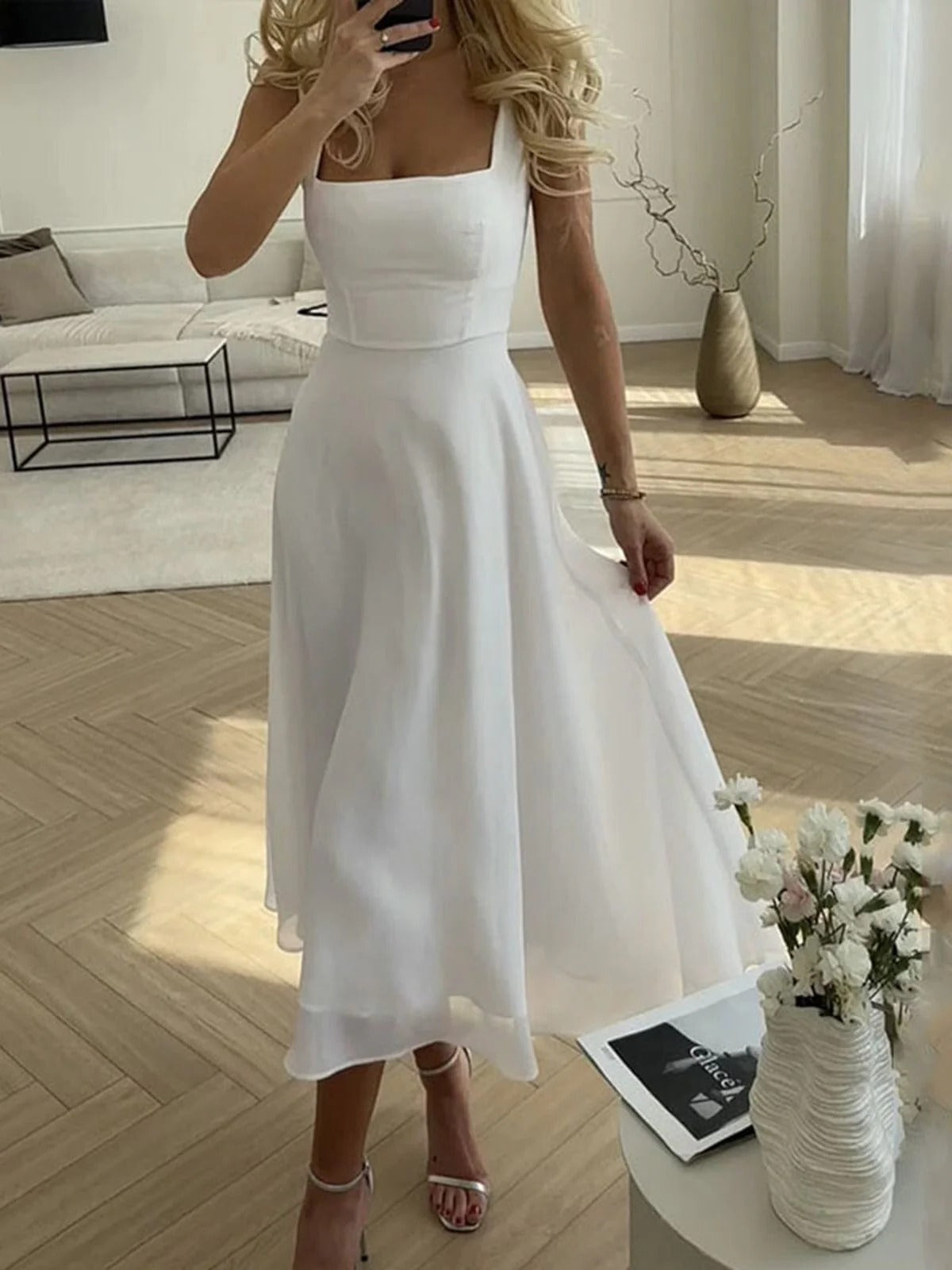 Women’s Square-Neck Midi Dress - Seldom Seen Styles