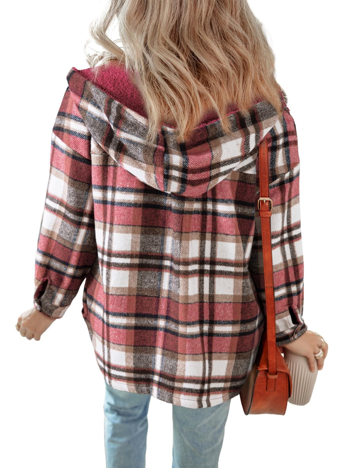 Women's Flannel Hooded Plaid Fuzzy Fleece Jacket Willluxe Store