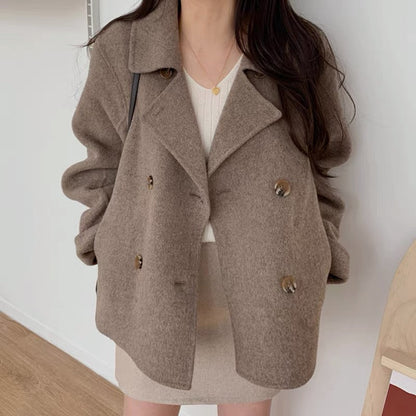 Short Wool Coats for Women Fall Winter Cropped Trench Coat Pea Coats Tweed Blazer Jacket