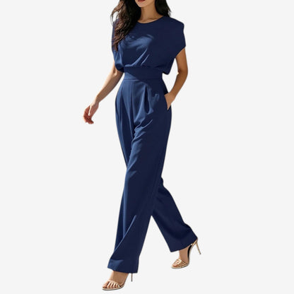 Women's Belted Jumpsuit Elegant Slim Fit Sleeveless One Piece Outfit Work Casual Summer Vacation