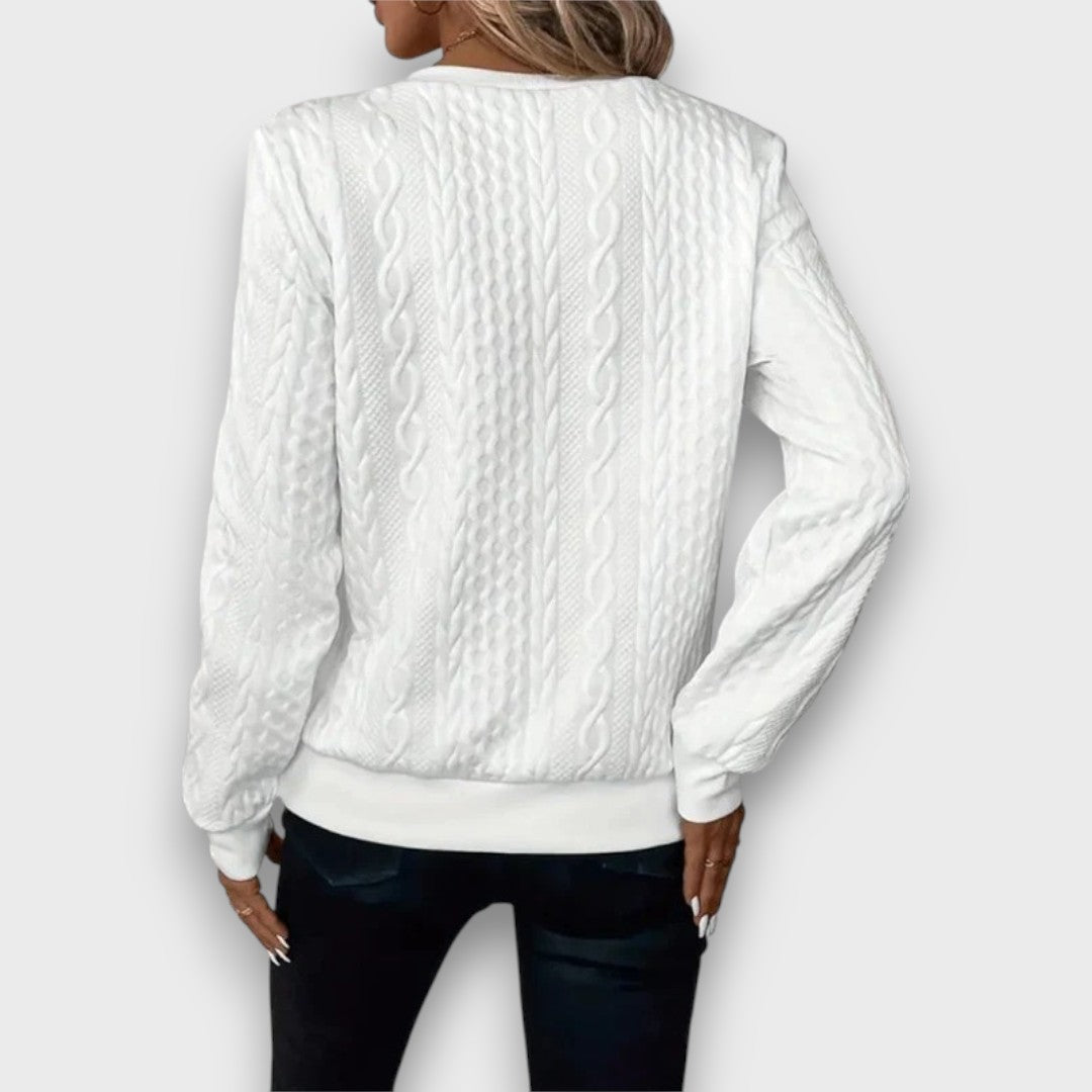 Solena – Cable-Knit Zip Front Sweater