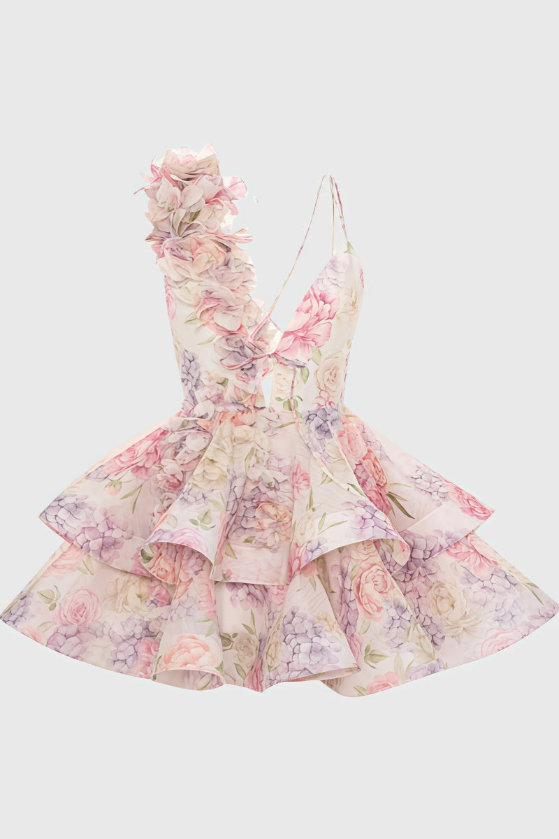Pink Backless Printed Mini Dress - Seldom Seen Styles