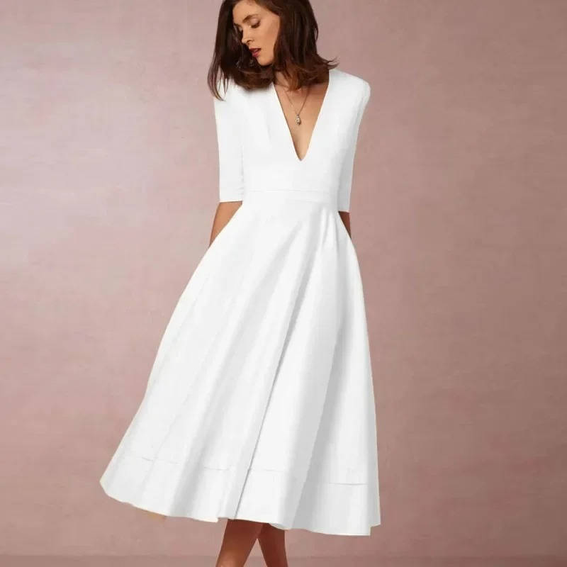 Elegant Deep V Neck Dress for Special Occasion - Seldom Seen Styles