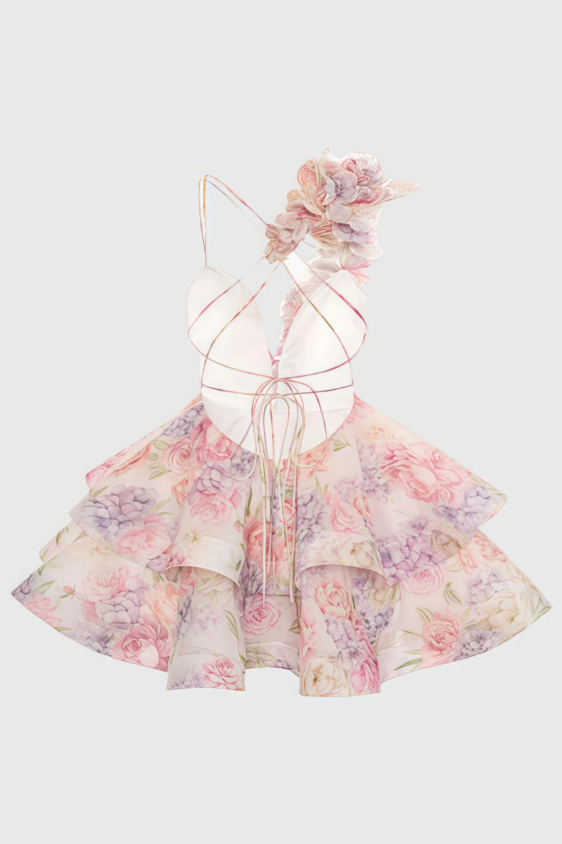 Pink Backless Printed Mini Dress - Seldom Seen Styles