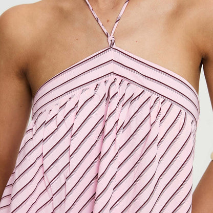Mini-robe rayée à col halter