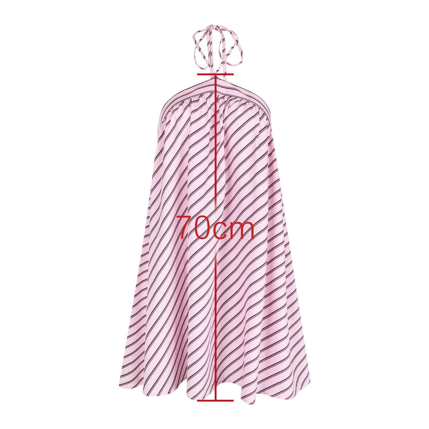 Women's Pink Halter Neck Striped Mini Dress Sleeveless Backless Tie-Up Summer Beach Party Going Out Casual Dress - Seldom Seen Styles