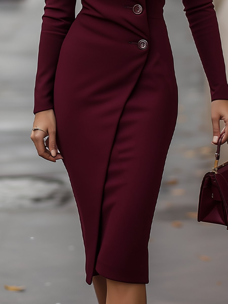 Caroline | Women’s Spring Buttoned Wrap Midi Dress - Seldom Seen Styles