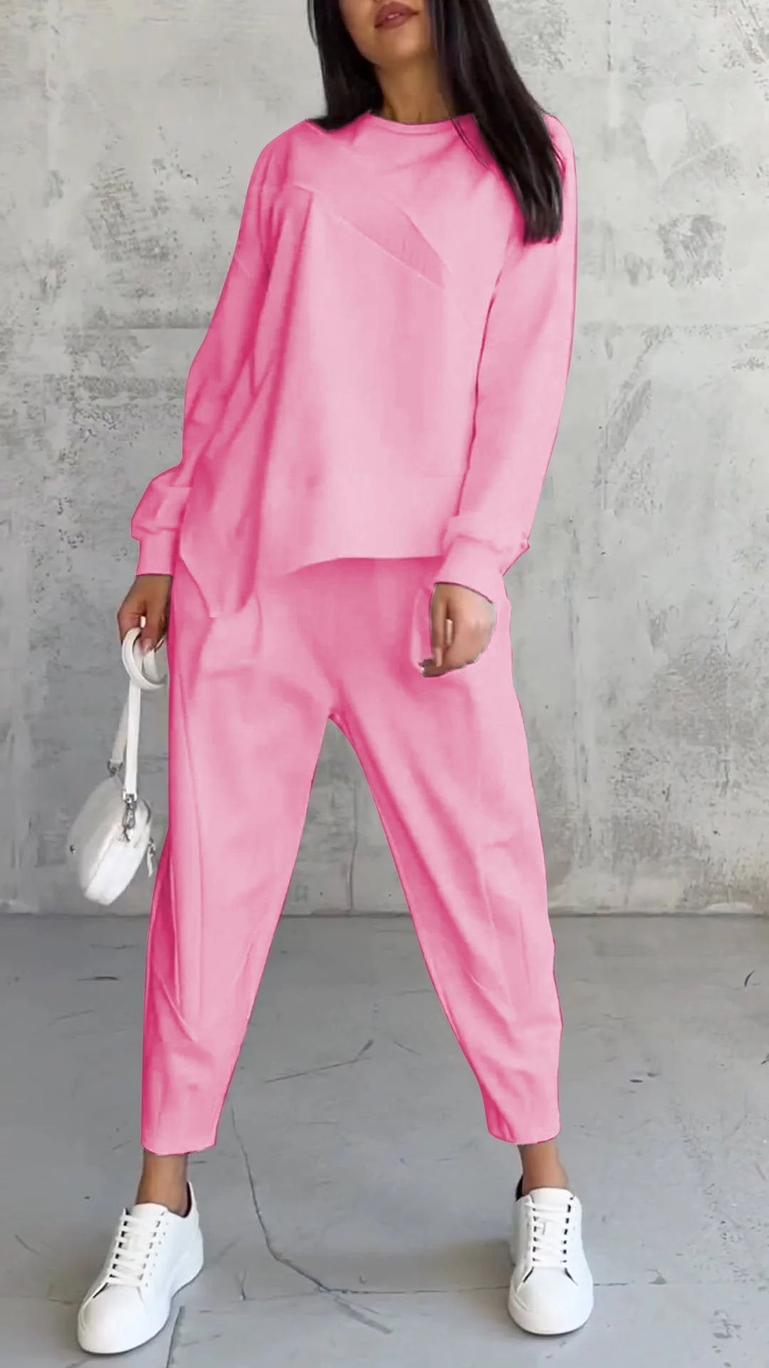 Casual Round Neck Long Sleeve Two Piece Suit - MYSTERYBOXS