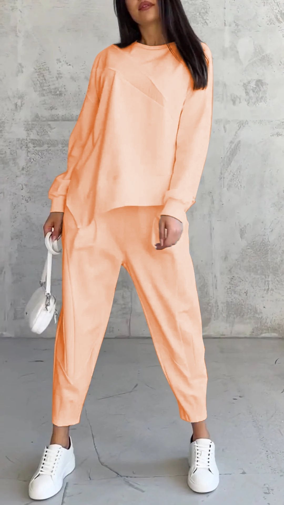 Casual Round Neck Long Sleeve Two Piece Suit - MYSTERYBOXS