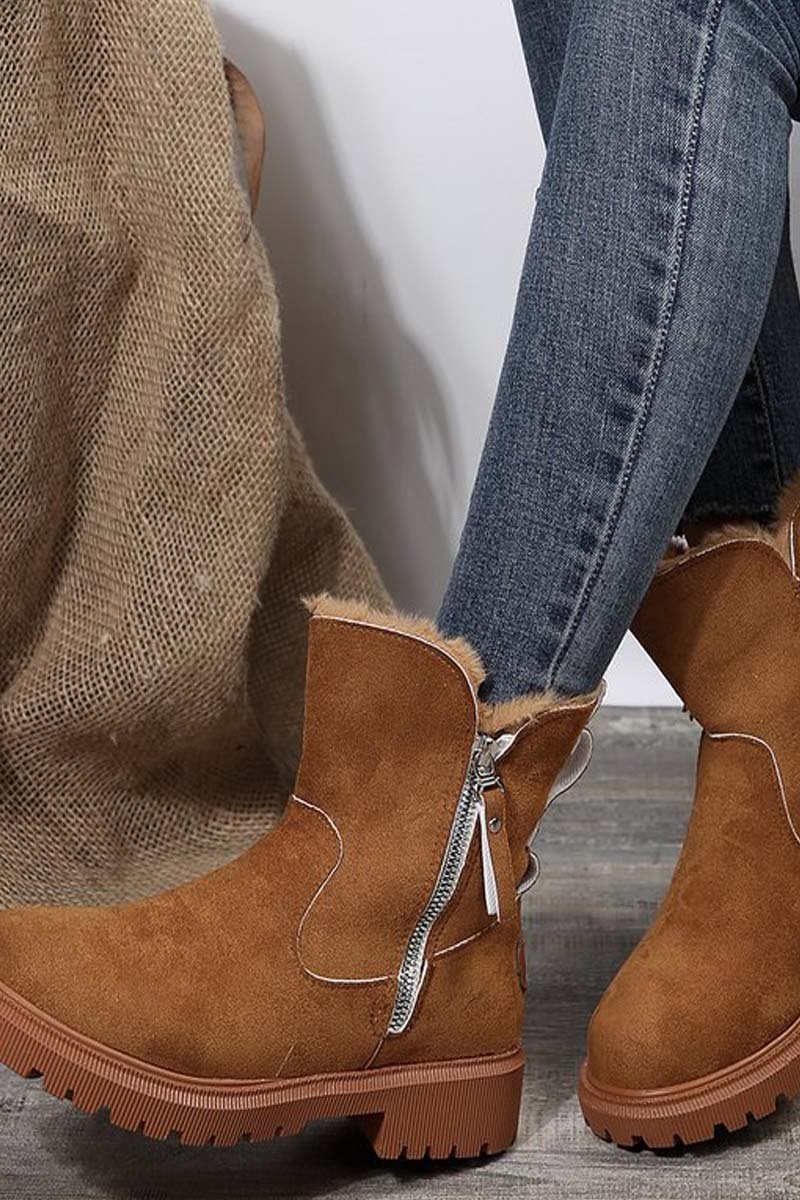 Women's velvet thickened warm mid-calf cotton boots - Seldom Seen Styles