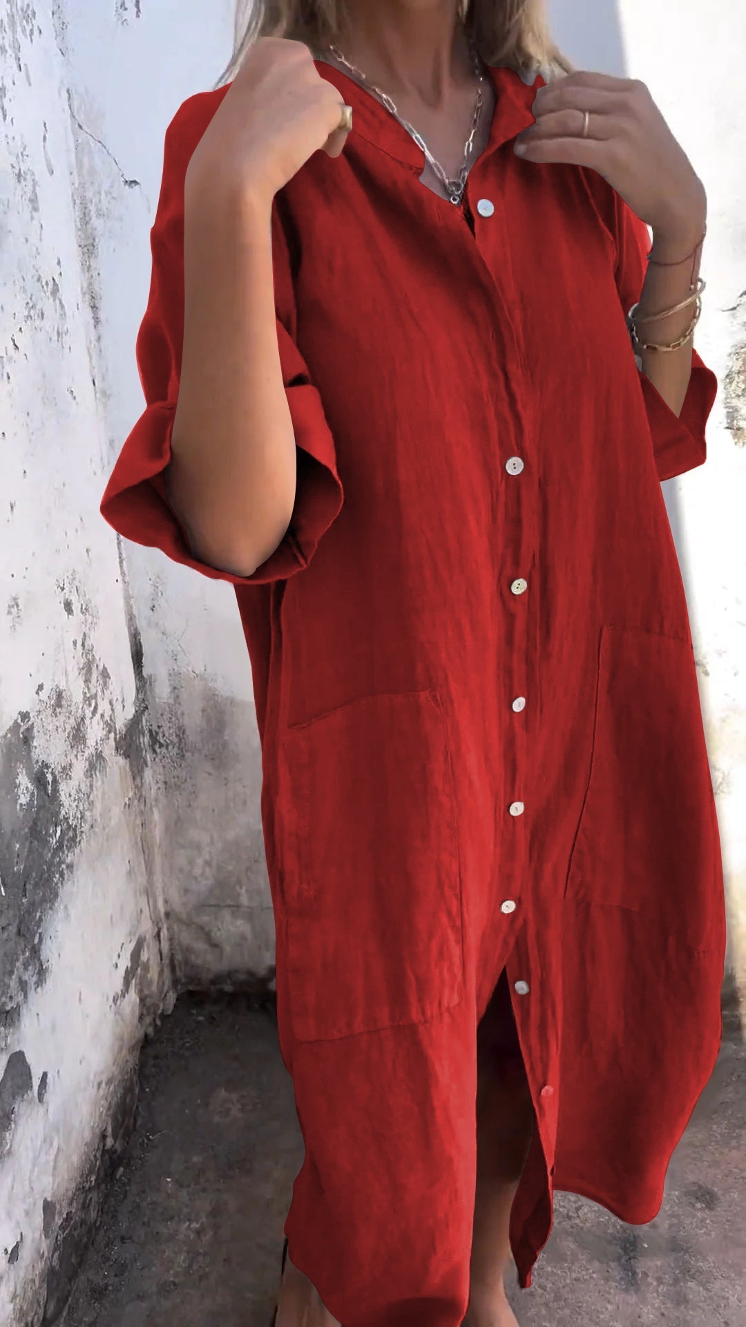 Shirt Style Casual Long Dress - Seldom Seen Styles